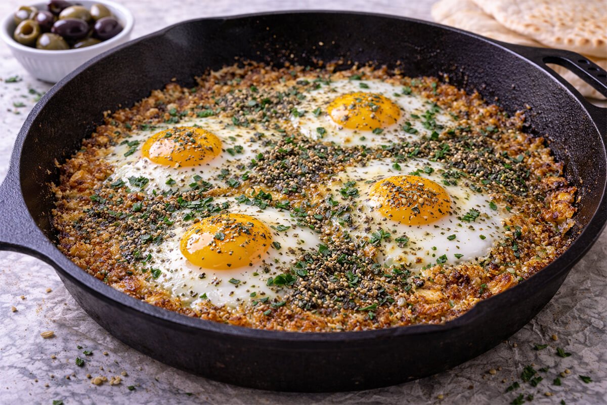 Crispy Grated Halloumi with Zaatar and Eggs