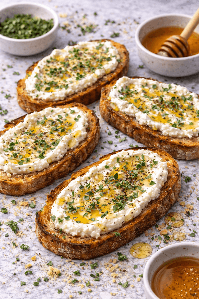 Jordanian Thyme Ricotta Toasts