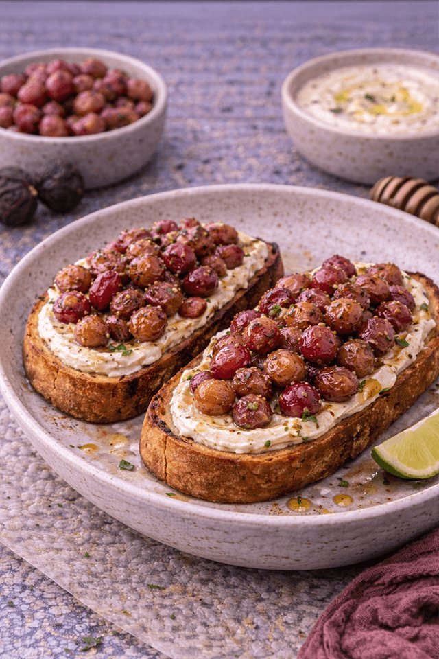 Loomi Labneh Toast with Roasted Grapes