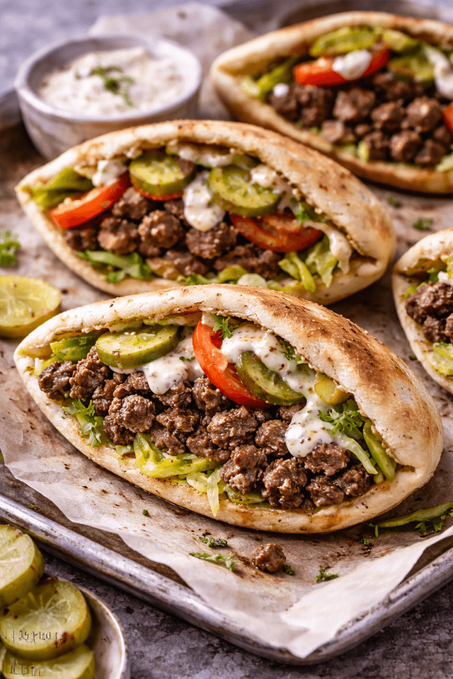 Shawarma-Spiced Beef Stuffed Pita Pockets