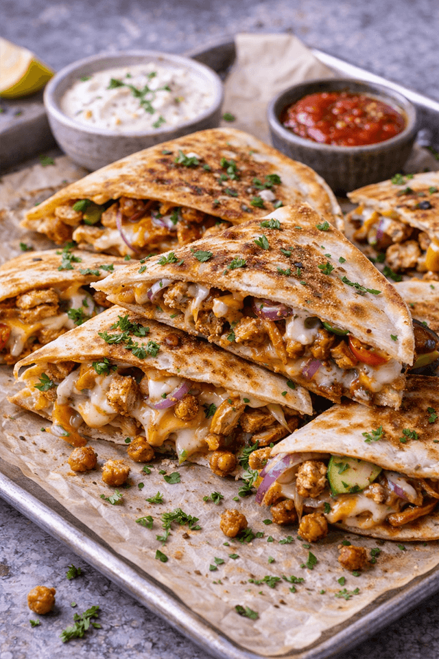 Shawarma-Spiced Chicken & Cheese Quesadillas