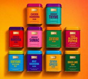 LAMEISE complete Middle Eastern spice collection bundle with 10 colorful spice tins including zaatar, sumac, shawarma blends, harissa, biryani and dried lime